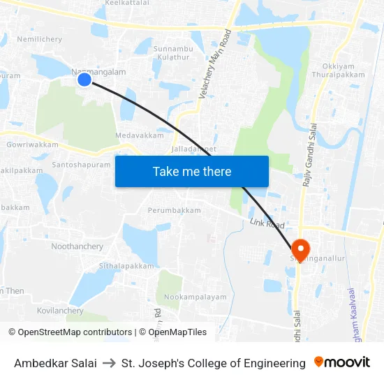 Ambedkar Salai to St. Joseph's College of Engineering map