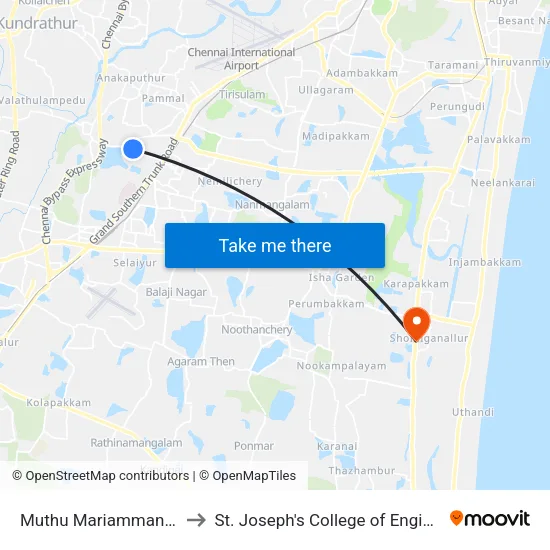 Muthu Mariamman Kovil to St. Joseph's College of Engineering map