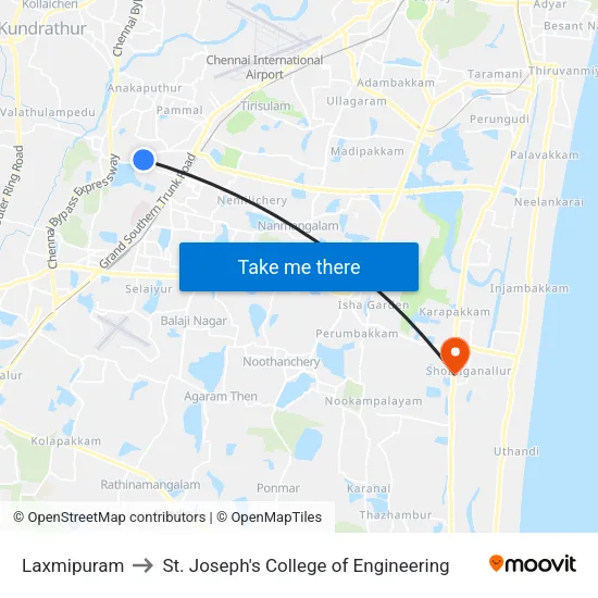 Laxmipuram to St. Joseph's College of Engineering map