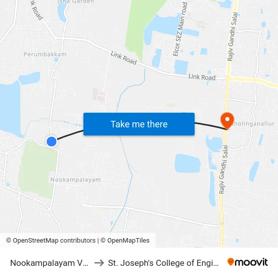 Nookampalayam Village to St. Joseph's College of Engineering map
