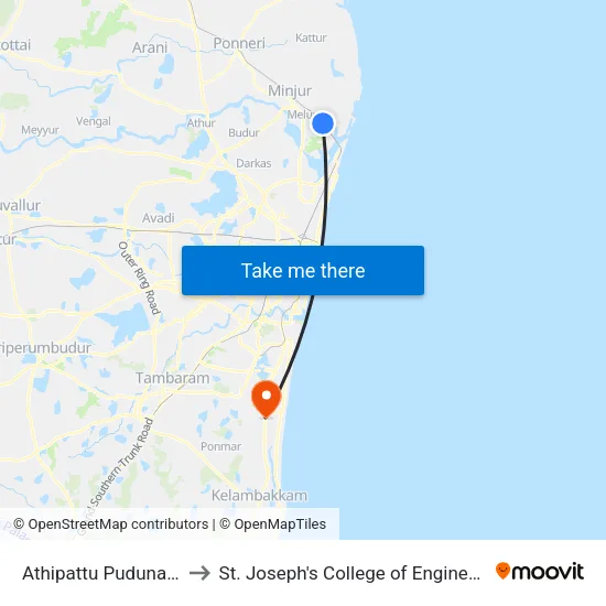 Athipattu Pudunagar to St. Joseph's College of Engineering map