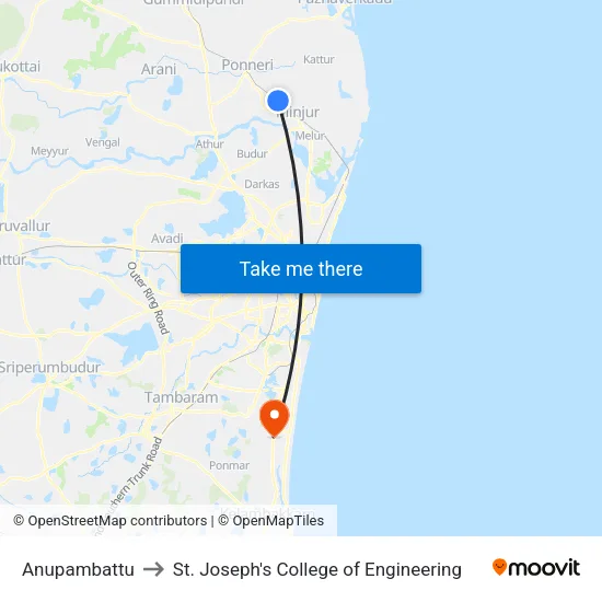 Anupambattu to St. Joseph's College of Engineering map