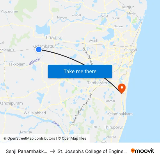 Senji Panambakkam to St. Joseph's College of Engineering map