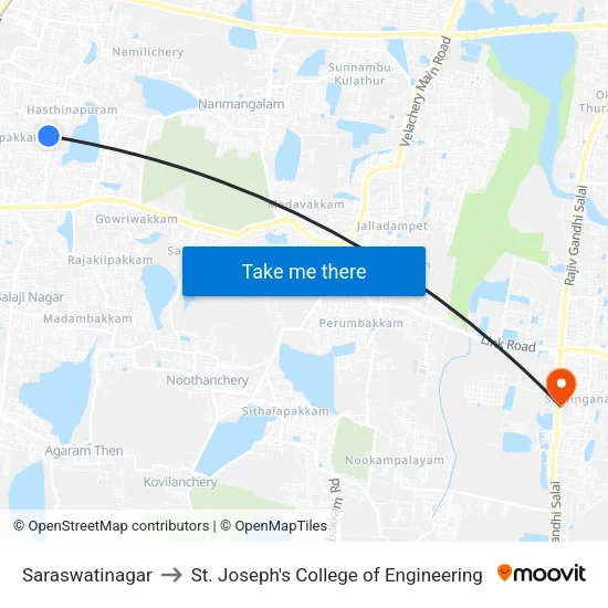 Saraswatinagar to St. Joseph's College of Engineering map