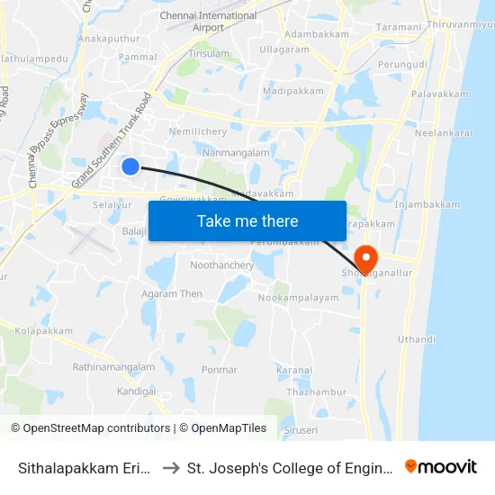 Sithalapakkam Erikarai to St. Joseph's College of Engineering map