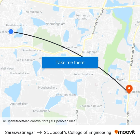 Saraswatinagar to St. Joseph's College of Engineering map