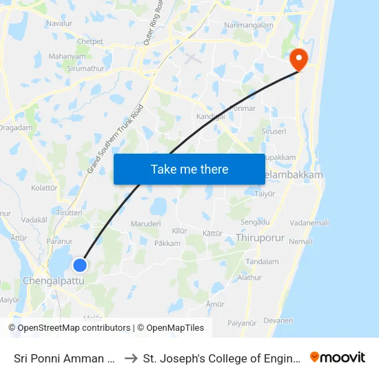 Sri Ponni Amman Kovil to St. Joseph's College of Engineering map