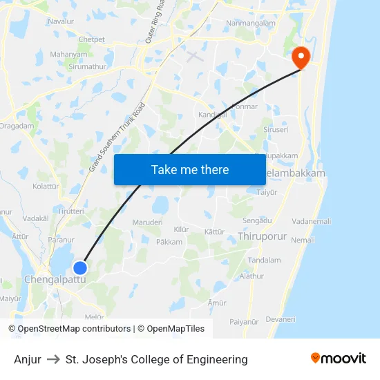 Anjur to St. Joseph's College of Engineering map