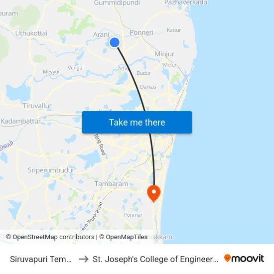 Siruvapuri Temple to St. Joseph's College of Engineering map
