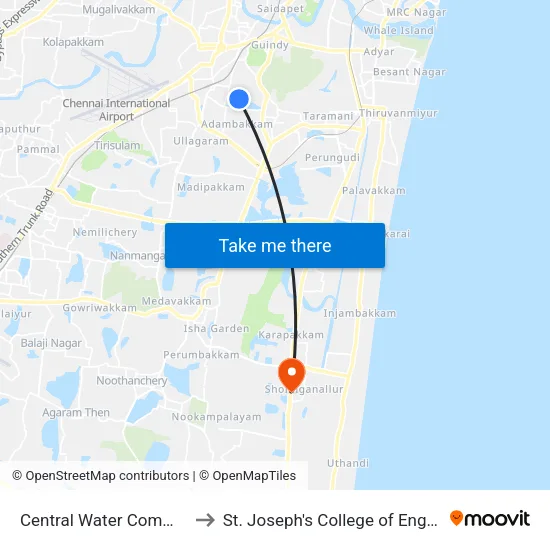 Central Water Commission to St. Joseph's College of Engineering map