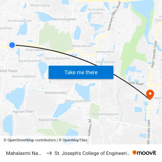 Mahalaxmi Nagar to St. Joseph's College of Engineering map