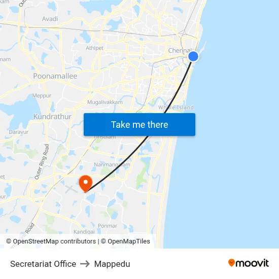 Secretariat Office to Mappedu map