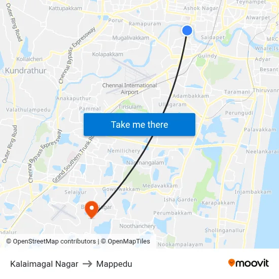 Kalaimagal Nagar to Mappedu map
