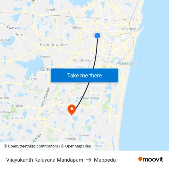 Vijayakanth Kalayana Mandapam to Mappedu map