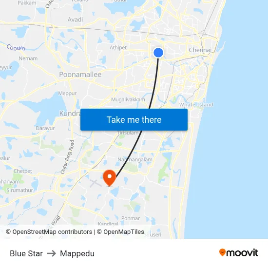 Blue Star to Mappedu map