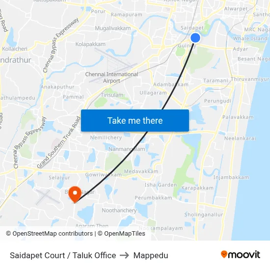 Saidapet Court / Taluk Office to Mappedu map