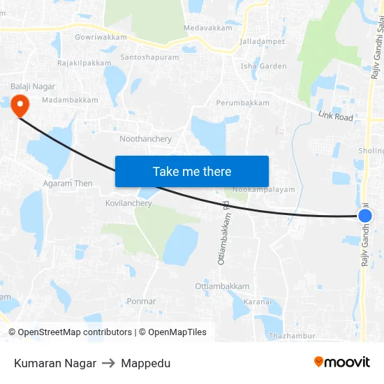 Kumaran Nagar to Mappedu map