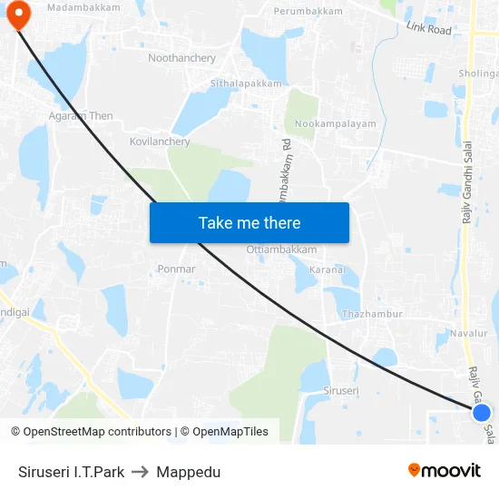 Siruseri I.T.Park to Mappedu map
