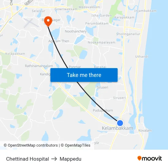 Chettinad Hospital to Mappedu map