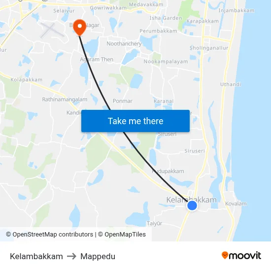 Kelambakkam to Mappedu map