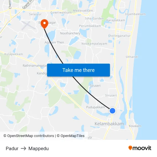 Padur to Mappedu map