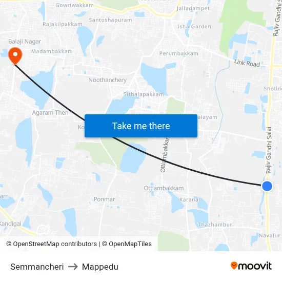 Semmancheri to Mappedu map