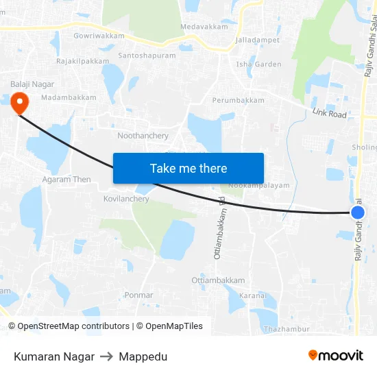 Kumaran Nagar to Mappedu map