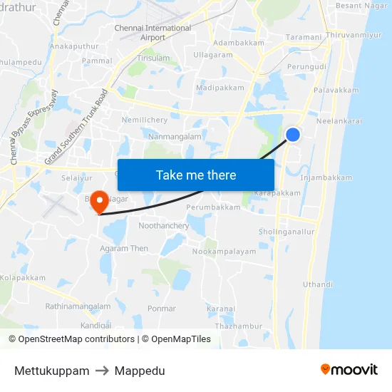 Mettukuppam to Mappedu map