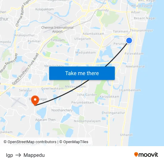 Igp to Mappedu map