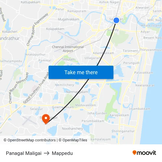 Panagal Maligai to Mappedu map