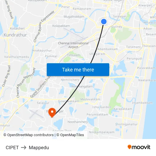 CIPET to Mappedu map