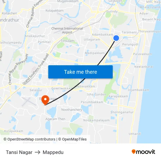 Tansi Nagar to Mappedu map
