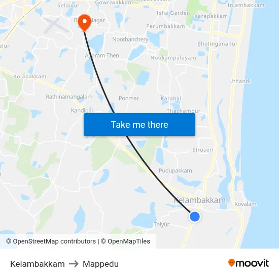 Kelambakkam to Mappedu map