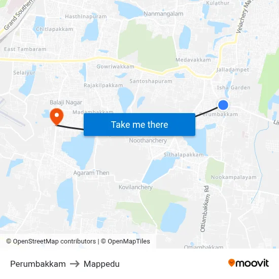 Perumbakkam to Mappedu map