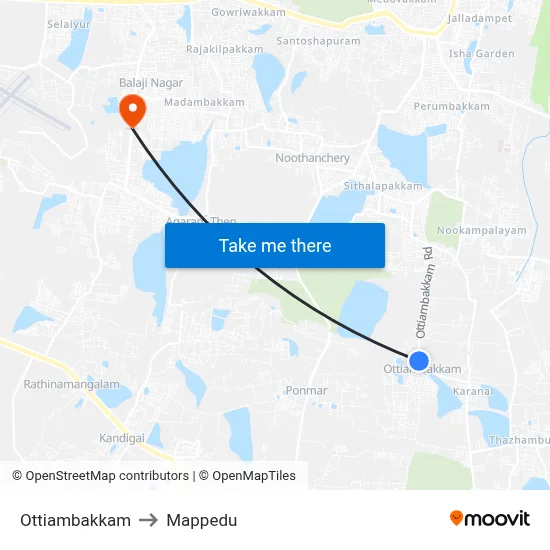 Ottiambakkam to Mappedu map