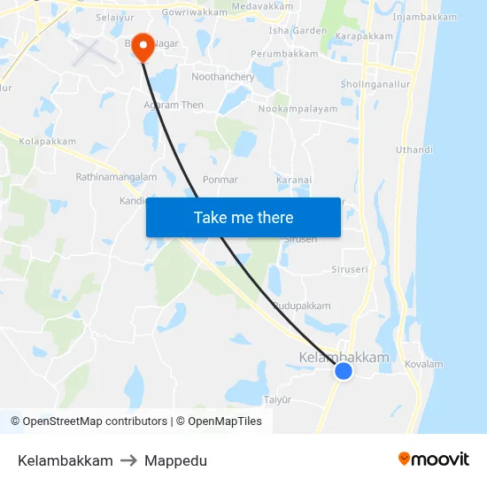 Kelambakkam to Mappedu map