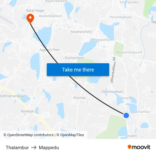 Thalambur to Mappedu map