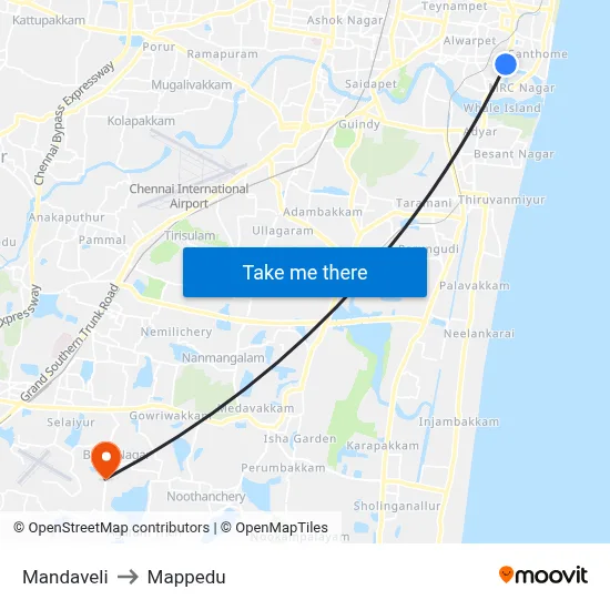 Mandaveli to Mappedu map