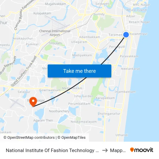National Institute Of Fashion Technology ( N.I.F.T.) to Mappedu map