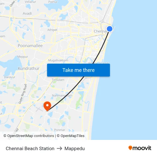 Chennai Beach Station to Mappedu map