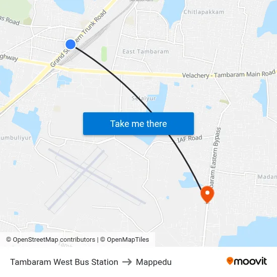 Tambaram West Bus Station to Mappedu map