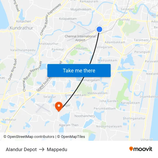 Alandur Depot to Mappedu map
