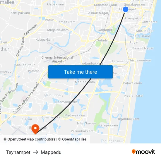 Teynampet to Mappedu map