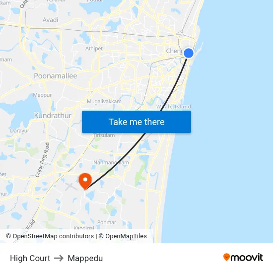 High Court to Mappedu map