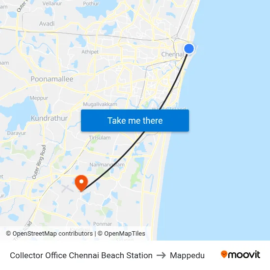 Collector Office Chennai Beach Station to Mappedu map