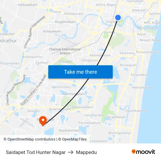 Saidapet Tod Hunter Nagar to Mappedu map