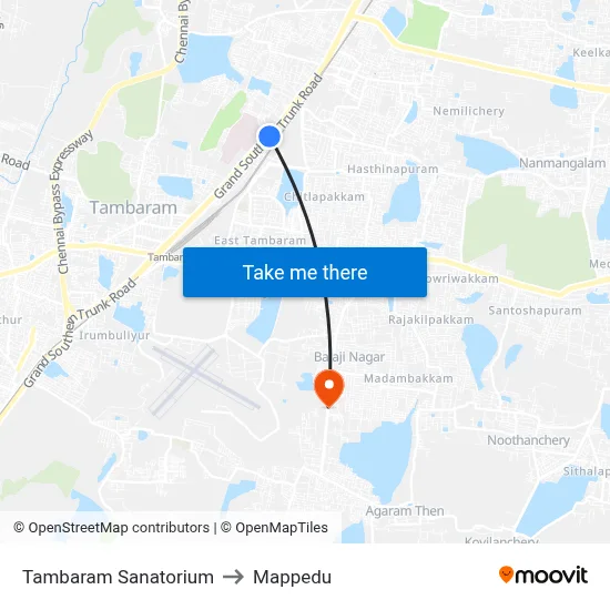 Tambaram Sanatorium to Mappedu map