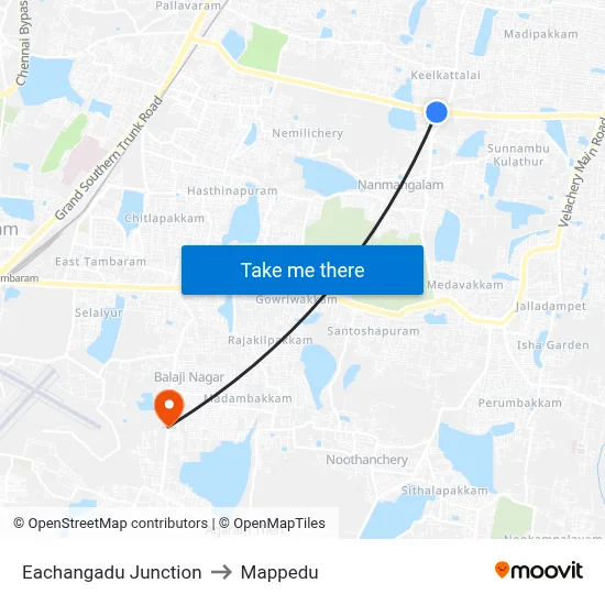 Eachangadu Junction to Mappedu map