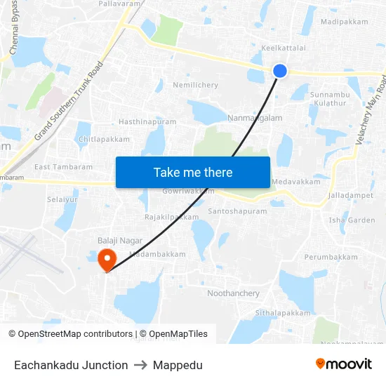 Eachankadu Junction to Mappedu map