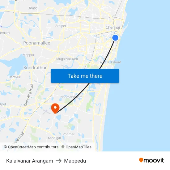 Kalaivanar Arangam to Mappedu map